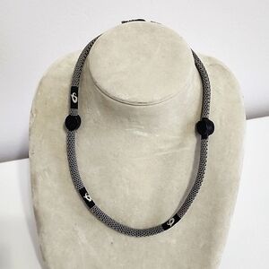 mens Phiten X30 Titanium Necklace Gray & Black 18"
